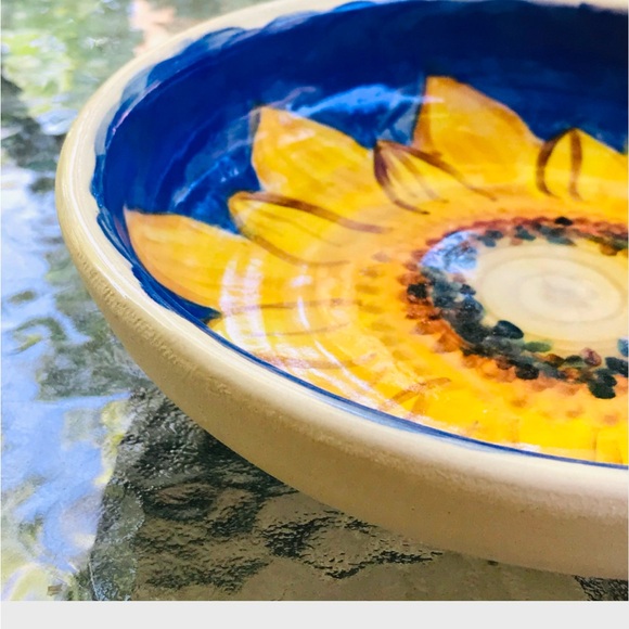 SUNFLOWER POTTERY BOWL in STONEWARE shipped from MY POTTERY STUDIO - Picture 3 of 6